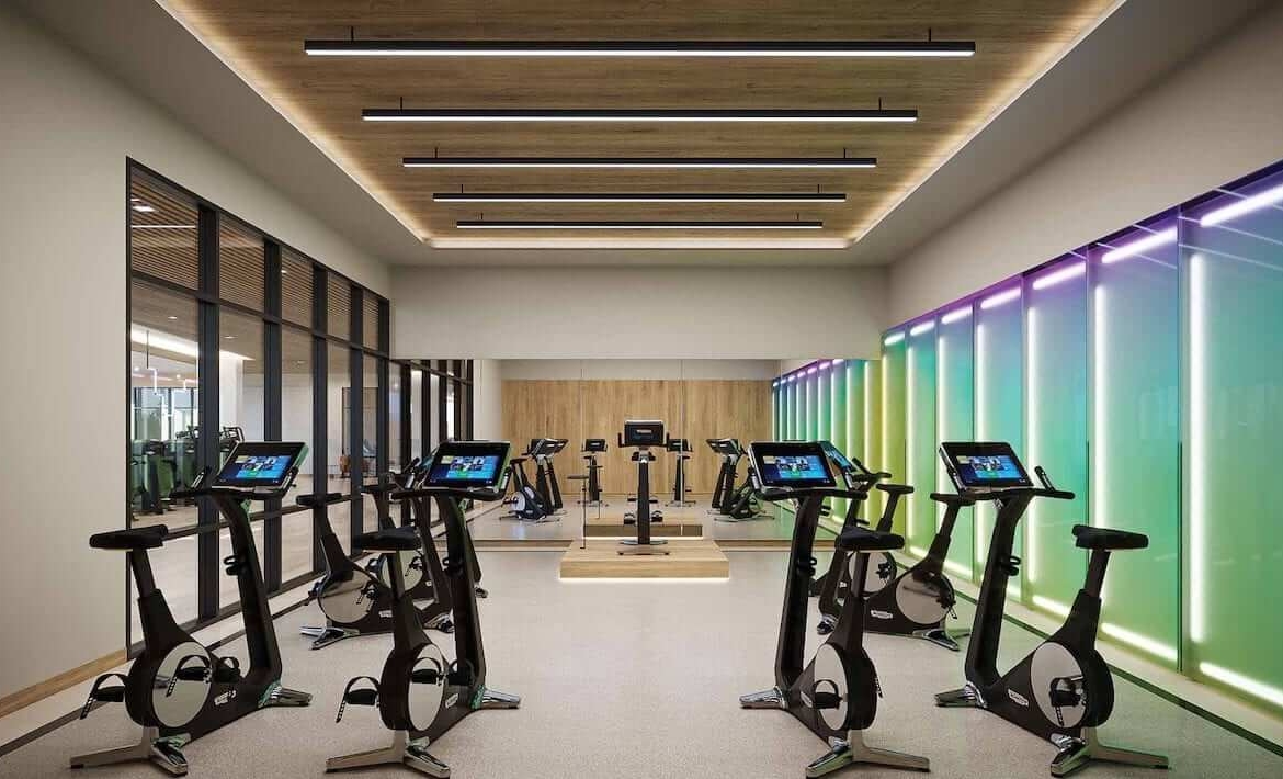 Rendering of The Residences at Central Park Condos amenity fitness cycling