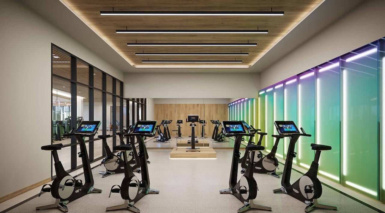 Rendering of The Residences at Central Park Condos amenity fitness cycling