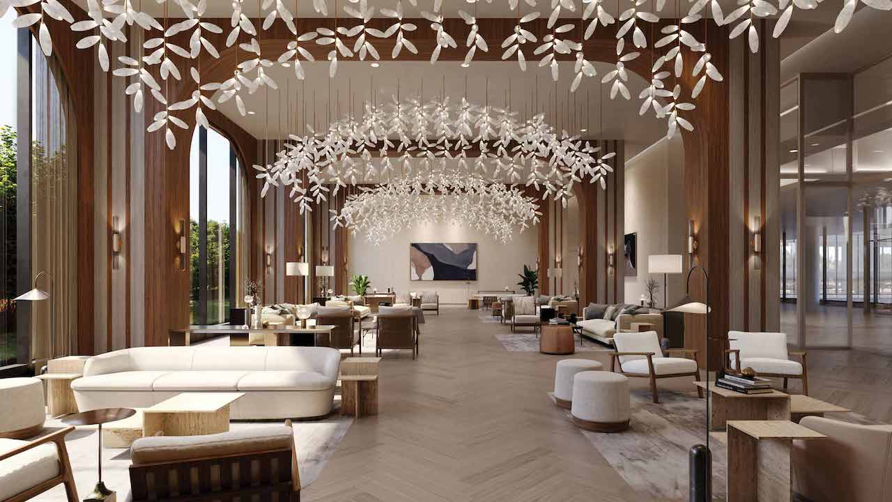 Rendering of The Residences at Central Park Condos amenity lobby lounge
