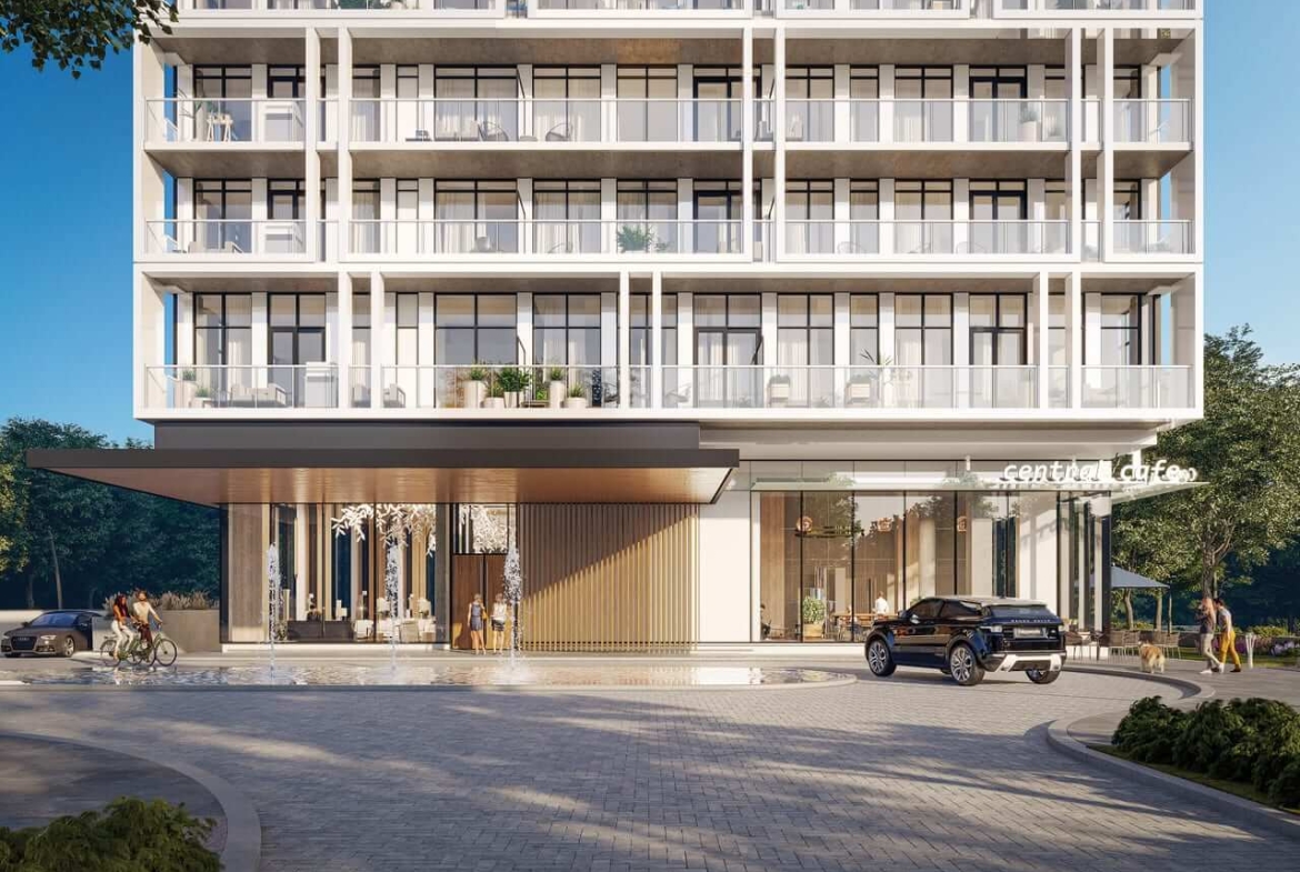 Rendering of The Residences at Central Park Condos exterior entrance