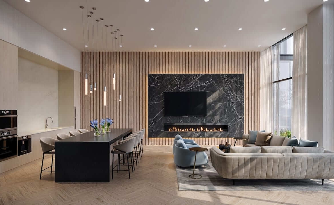 Rendering of Exhale Residences party room
