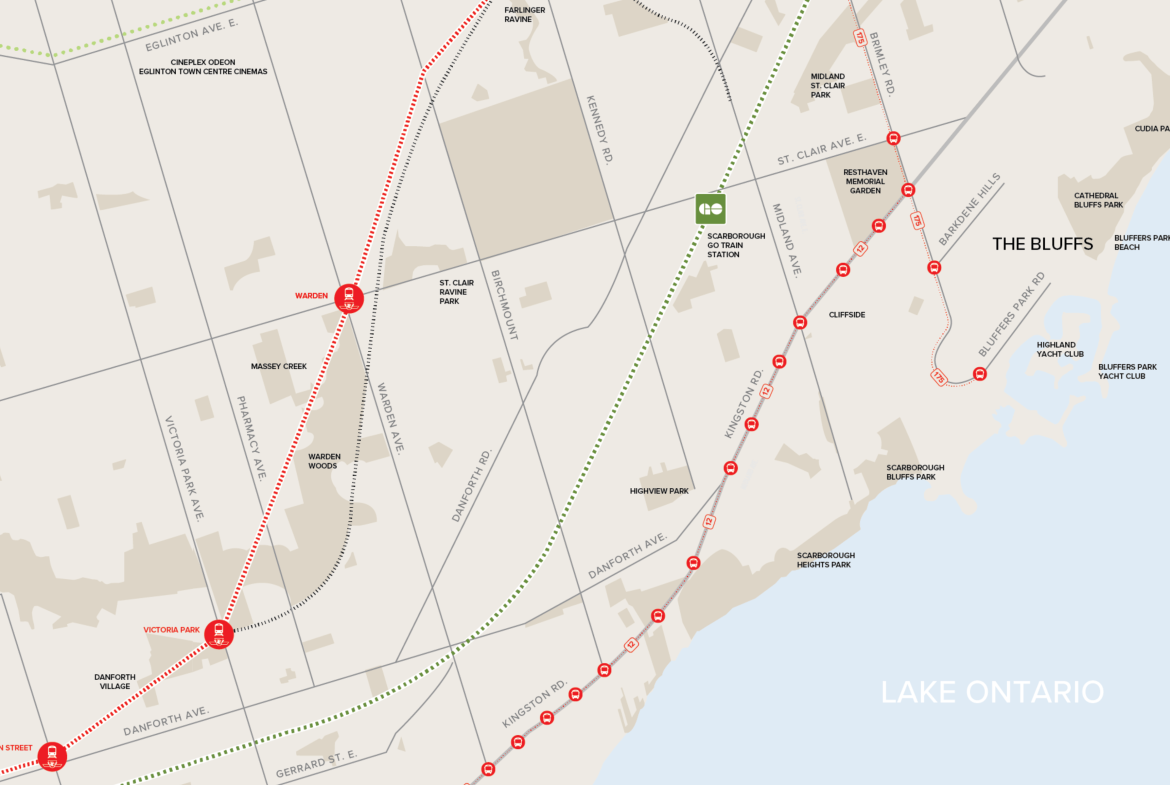 Transit map of Residences at Bluffers Park in Toronto