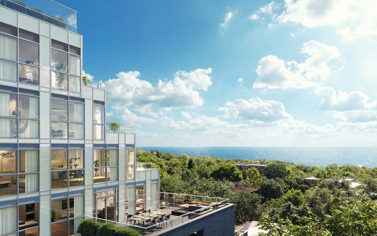 Terrace view rendering of Kingside Residences during the day