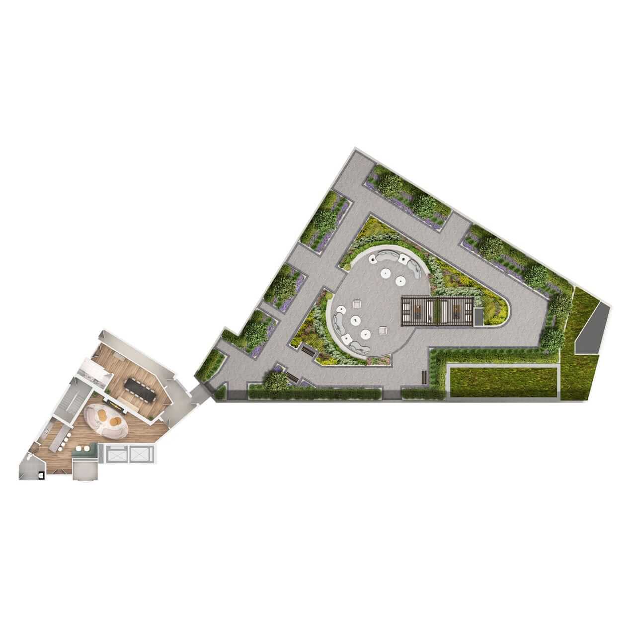 Rendering of The Residences at Bronte Lakeside 2D 2nd floor amenity plan