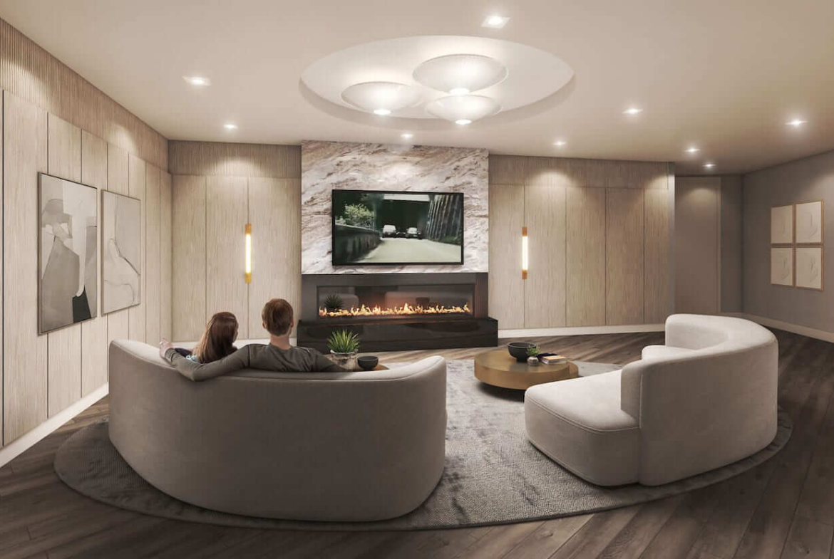 Rendering of The Residences at Bronte Lakeside interior amenity lounge