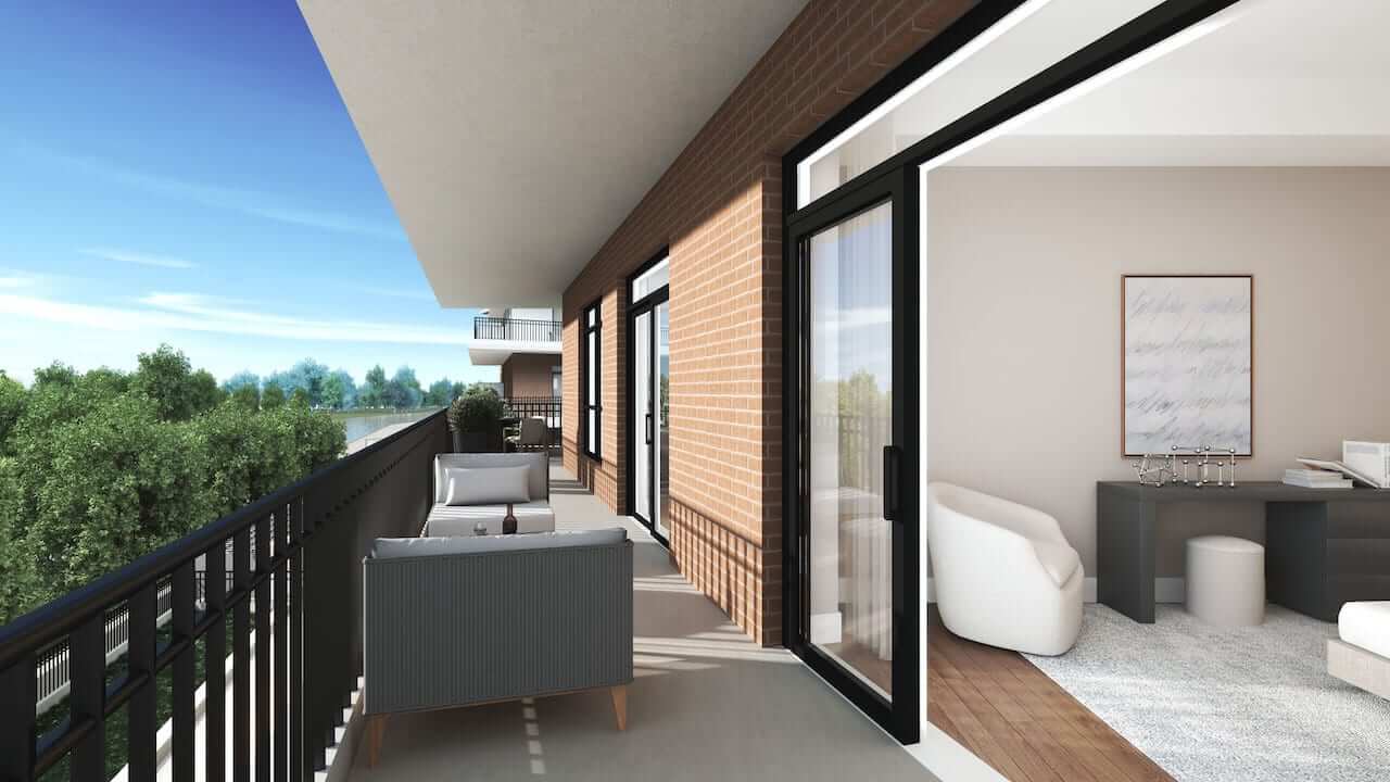 Rendering of The Residences at Bronte Lakeside suite balcony