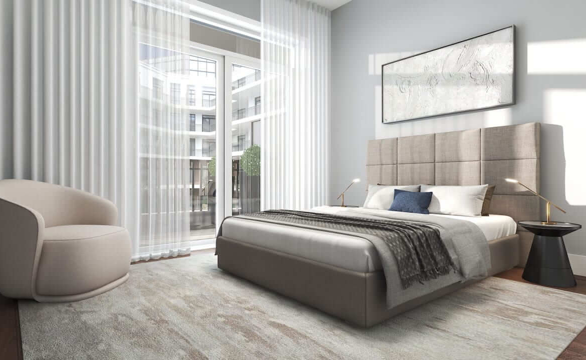 Rendering of The Residences at Bronte Lakeside interior suite bedroom