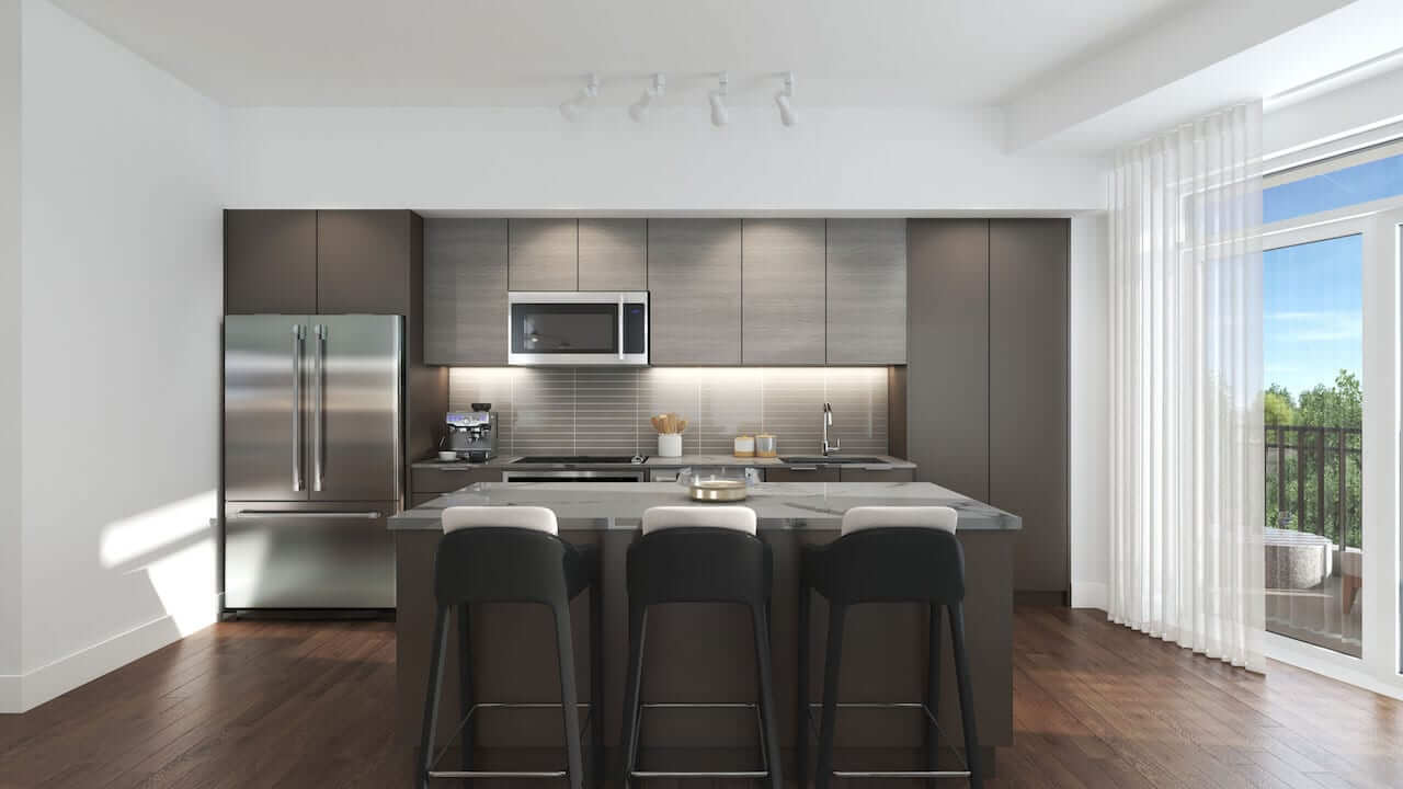 Rendering of The Residences at Bronte Lakeside interior suite kitchen