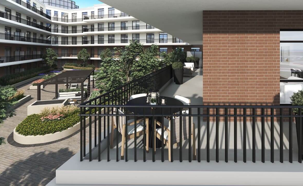 Rendering of The Residences at Bronte Lakeside exterior suite terrace