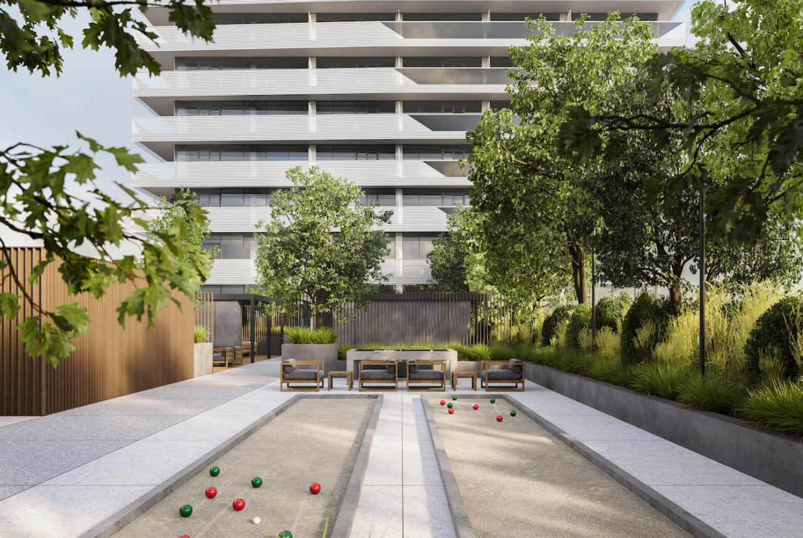 Rendering of M6 Condos bocce court