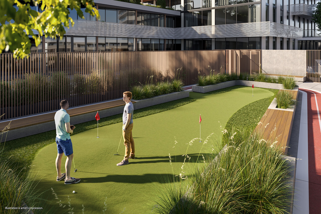 Rendering of M6 Condos putting green