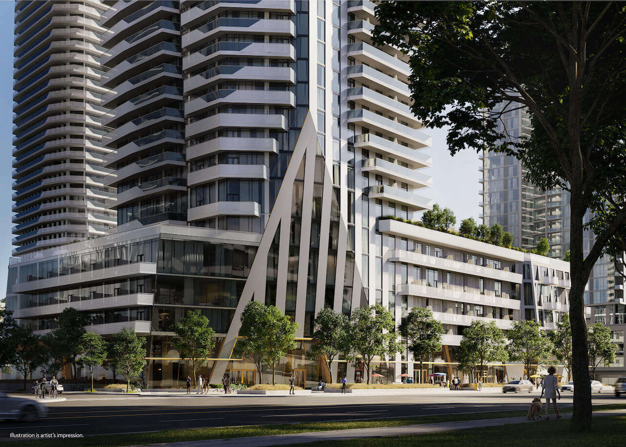M6 Condos at M-City rendering of streetscape exterior