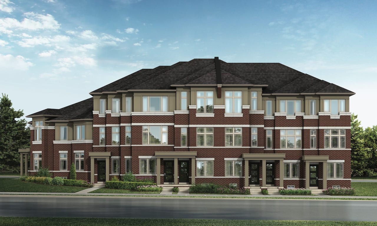 Rendering of New Seaton exterior town houses front view