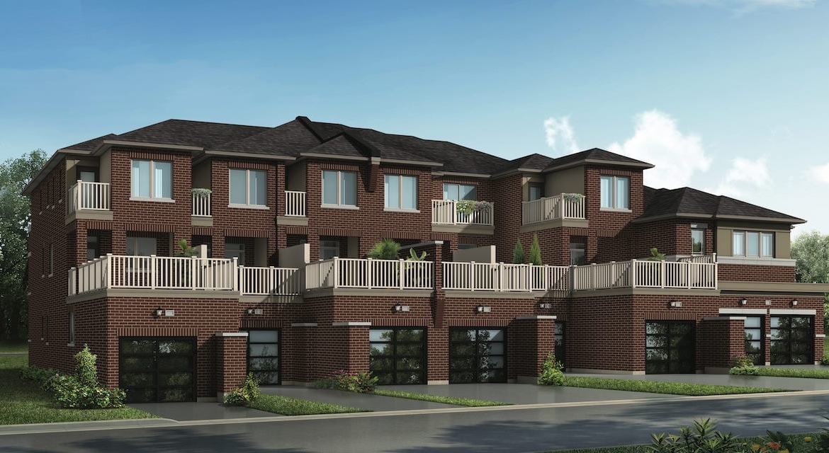 Rendering of New Seaton exterior town homes front view