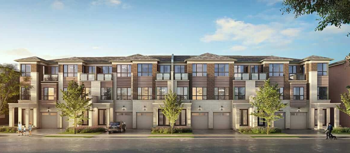 Rendering of NAVA Oakville freehold towns block 6 elevation a