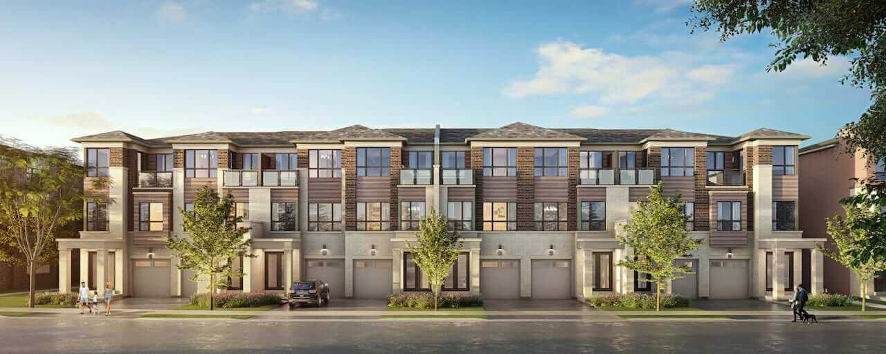 Rendering of NAVA Oakville freehold towns block 6 elevation a