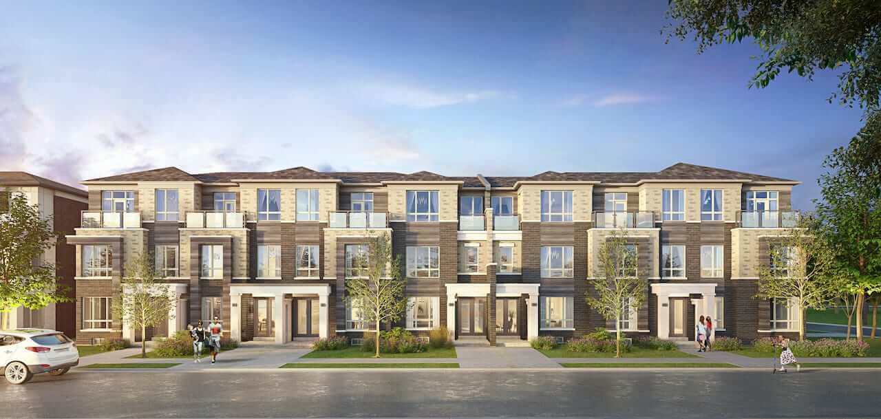 Rendering of NAVA Oakville freehold towns block 16 elevation a