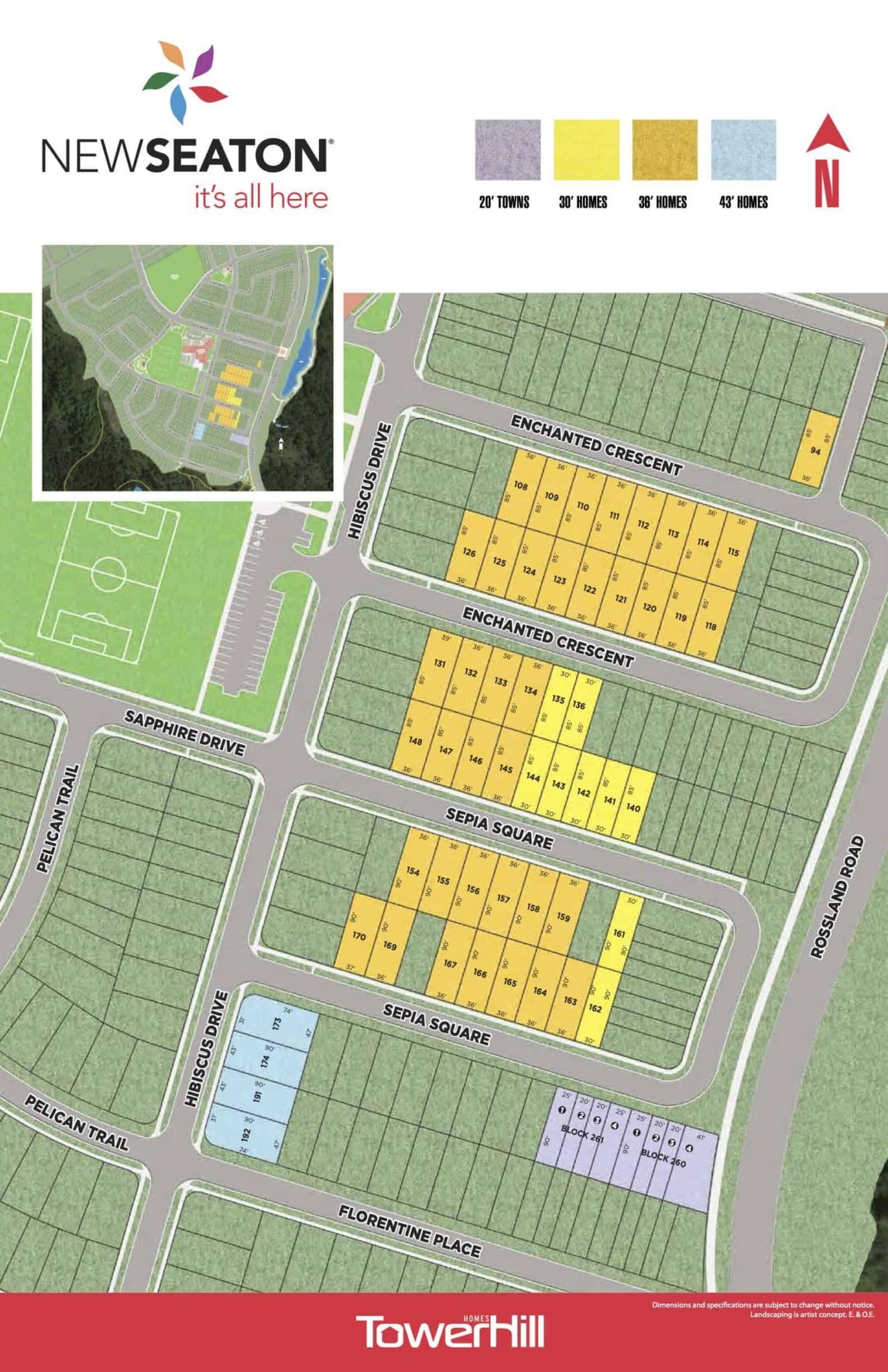 Site plan map for New Seaton Towns and Singles in Pickering