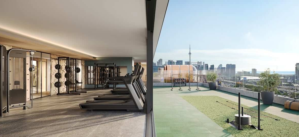 Rendering of 8 Temple Condos exterior fitness area