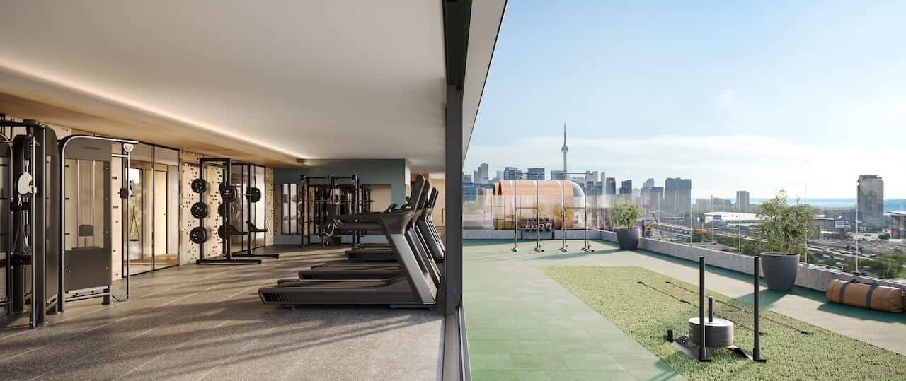 Rendering of 8 Temple Condos exterior fitness area