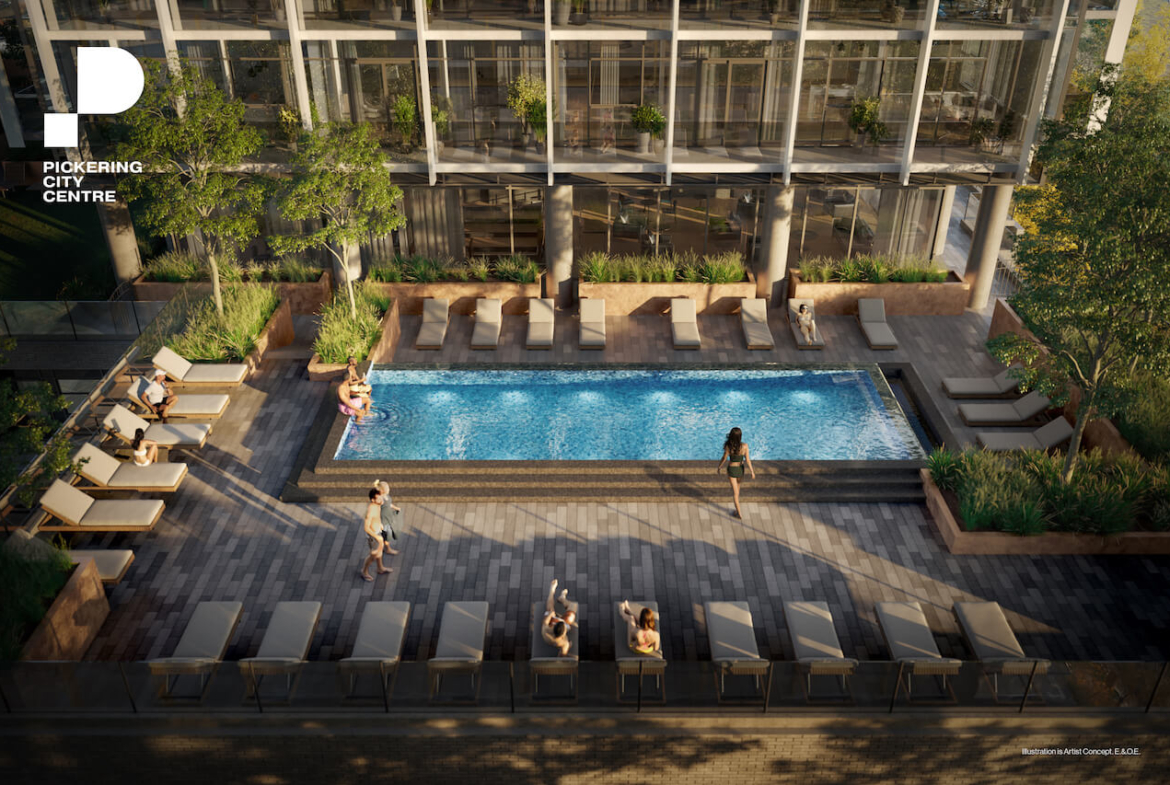 Rendering of Pickering City Centre Condos swimming pool aerial