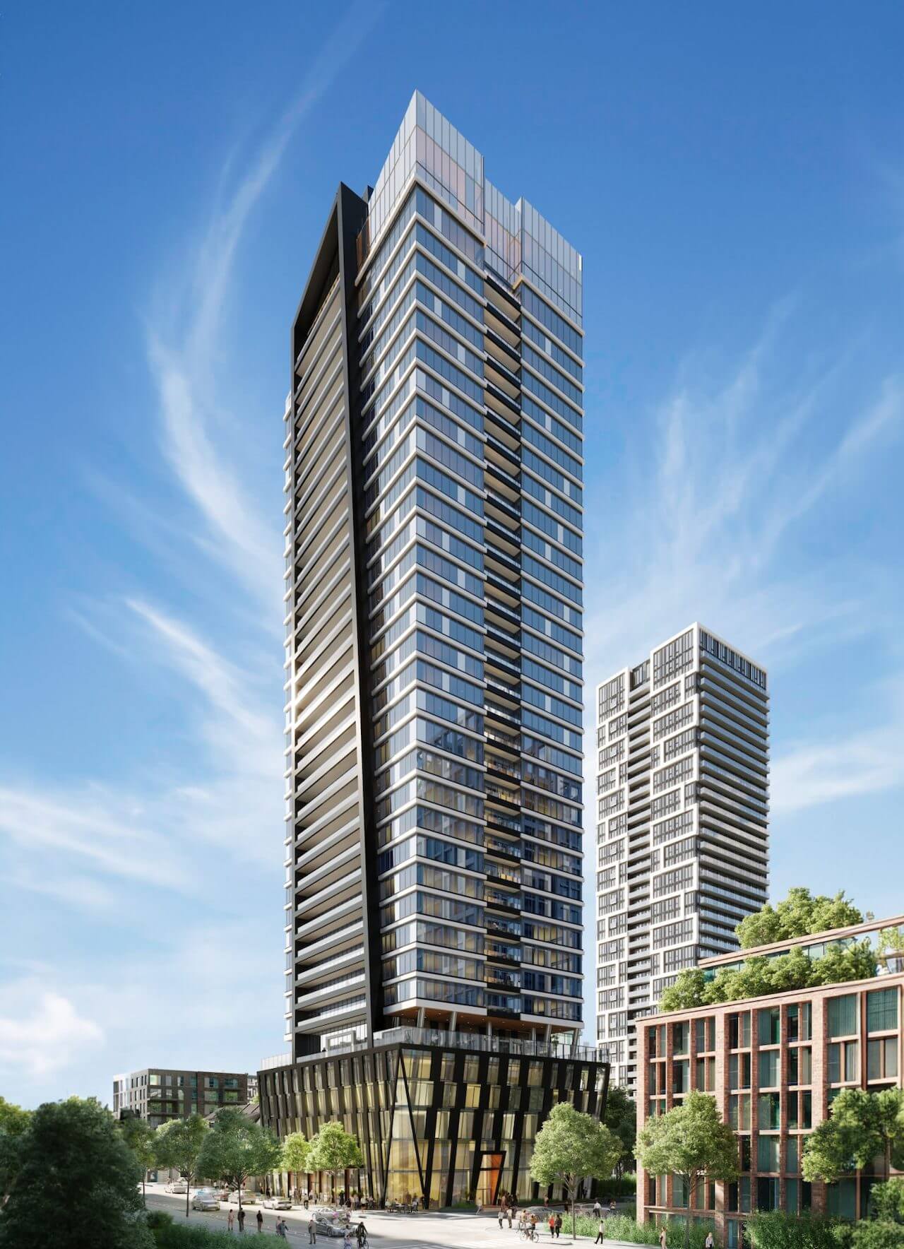 Rendering of The Riv Condos exterior full view during the day