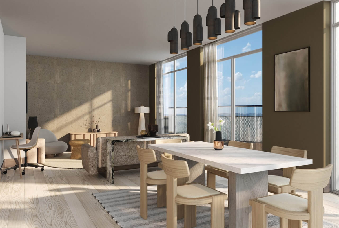 Rendering of Lily at Crosstown Condos interior dining area