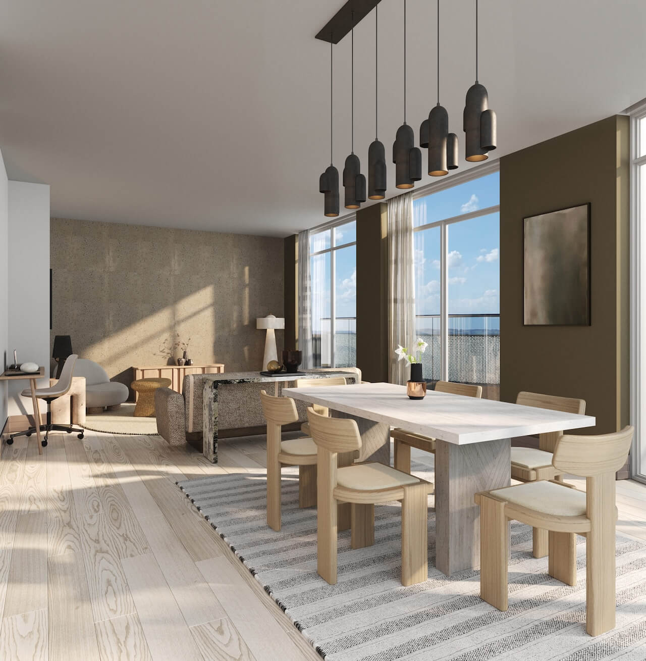 Rendering of Lily at Crosstown Condos interior dining area