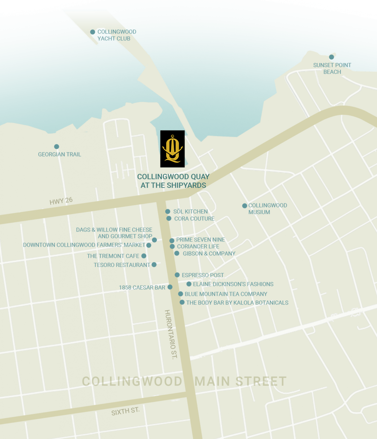 Collingwood Quay Condos aerial map of location
