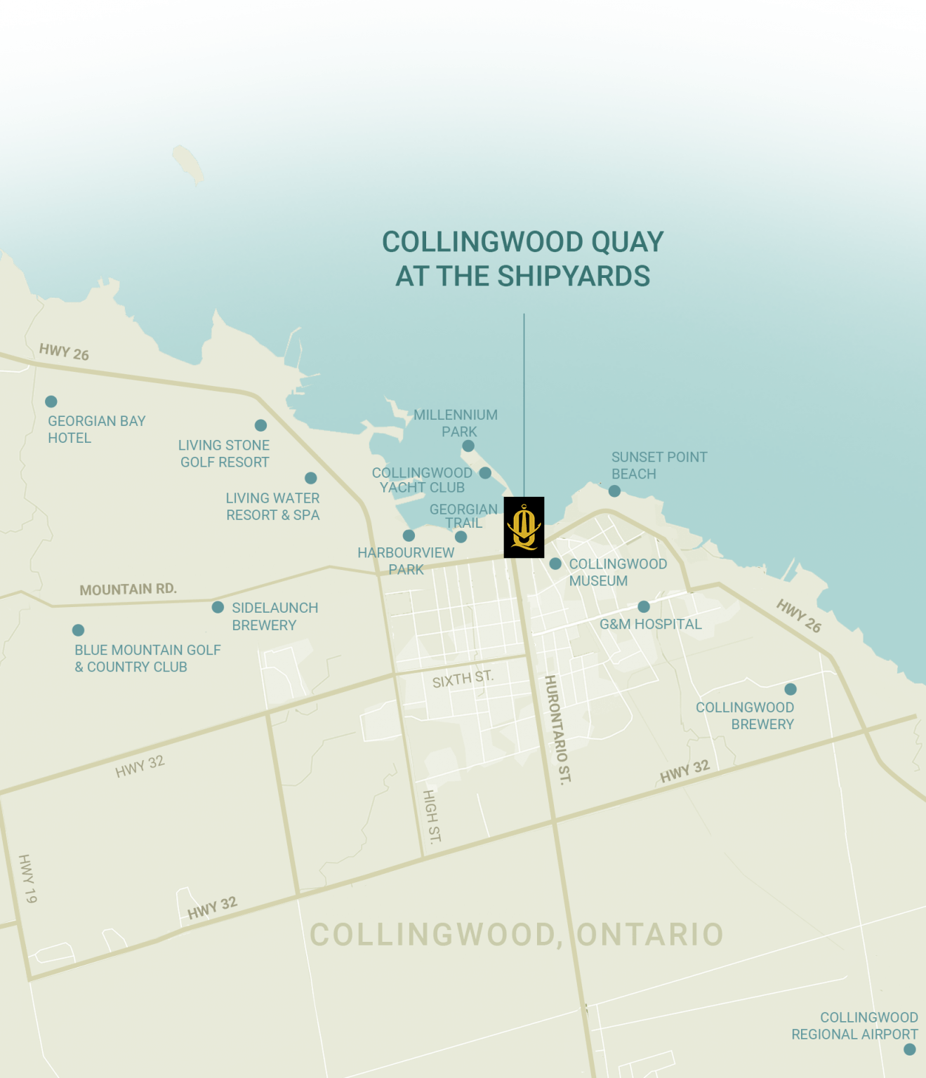 Collingwood Quay Condos aerial map of location