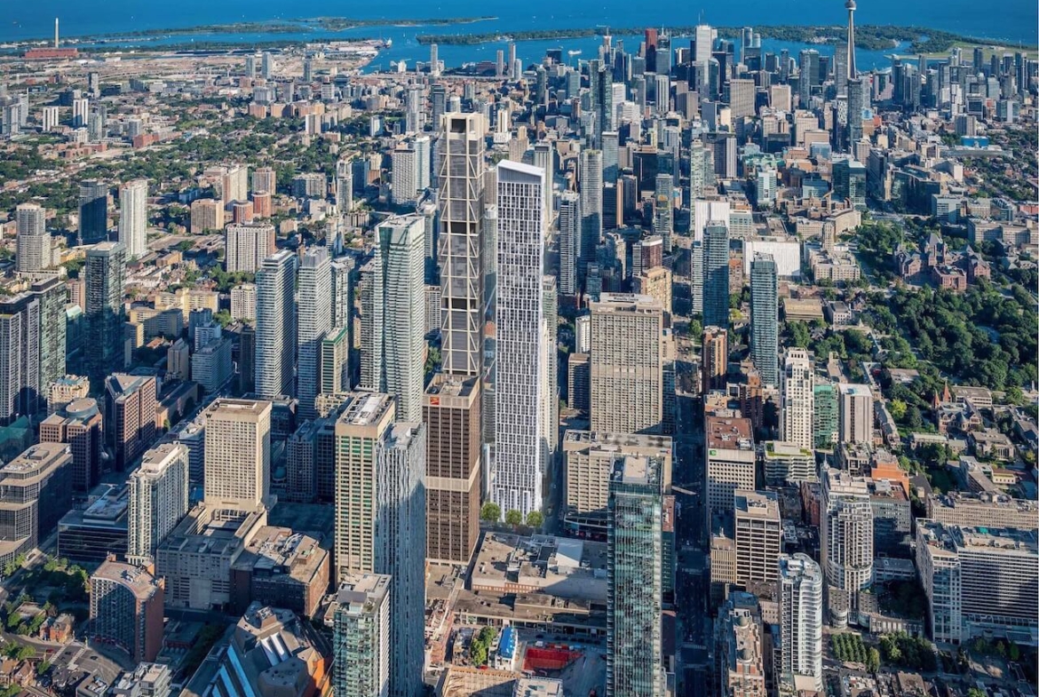 Rendering of 19 Bloor West Condos Aerial Toronto view