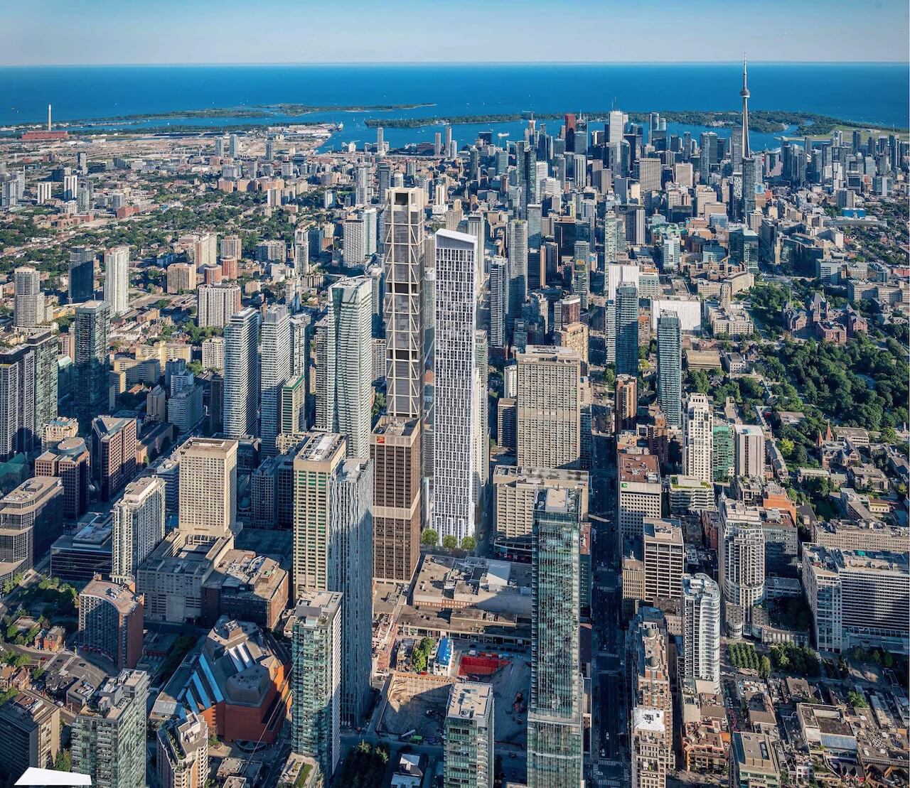 Rendering of 19 Bloor West Condos Aerial Toronto view