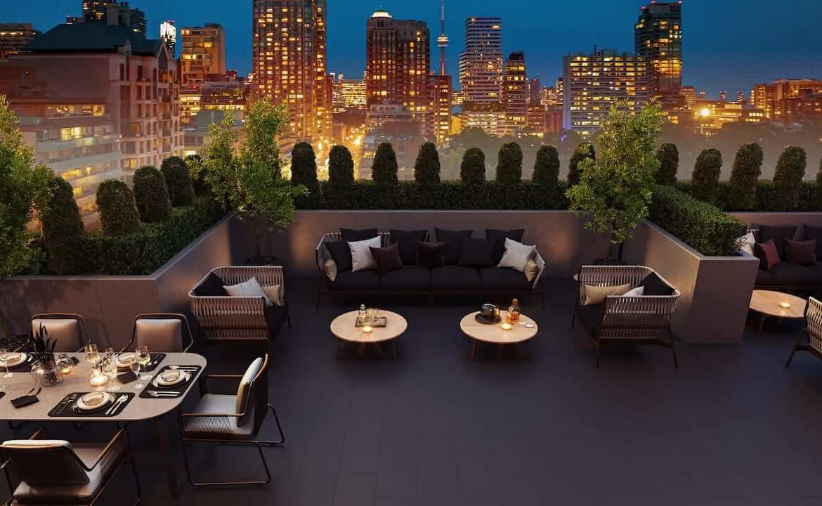 One Ten Condos rooftop at night