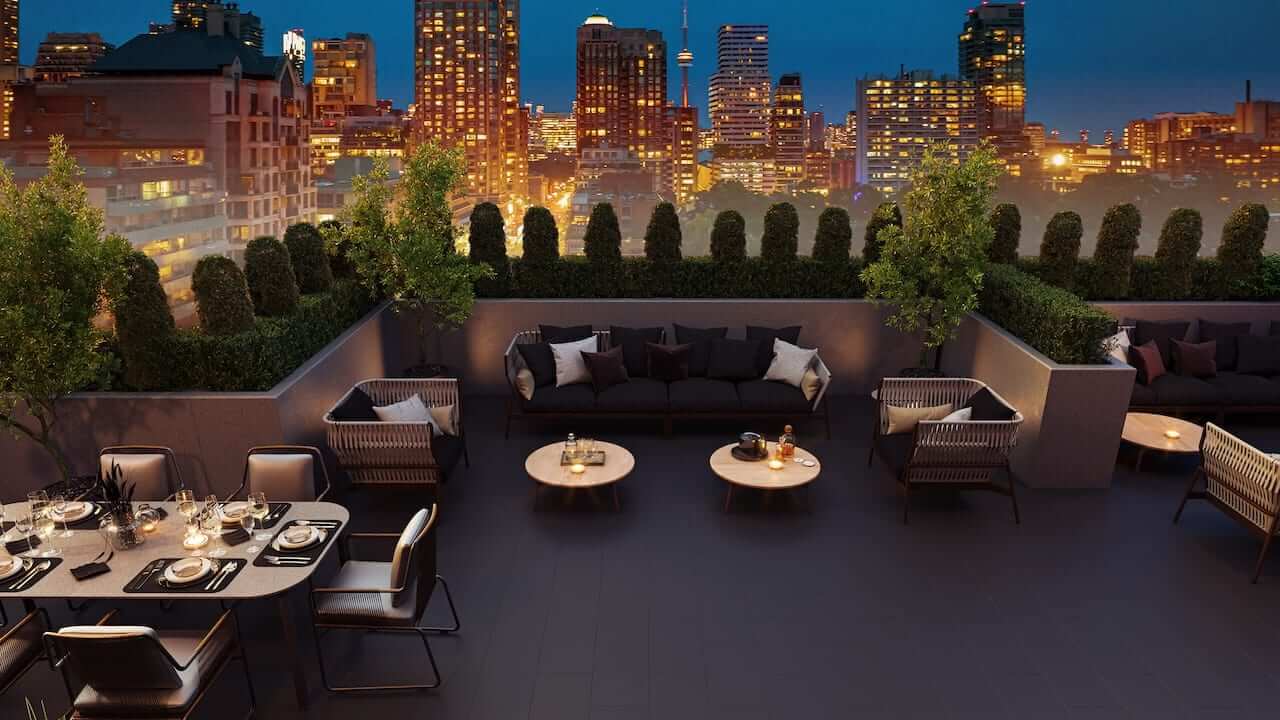 One Ten Condos rooftop at night