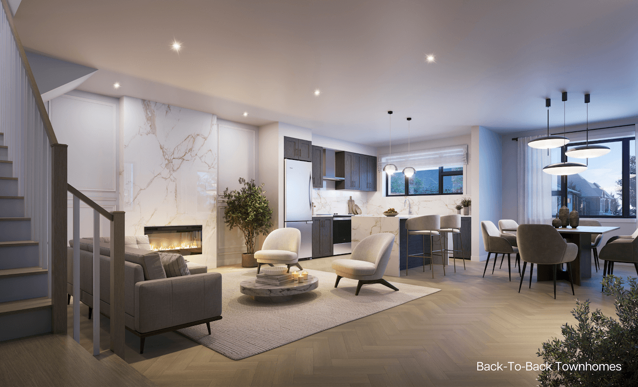 Rendering of Park & Main townhome interior living room