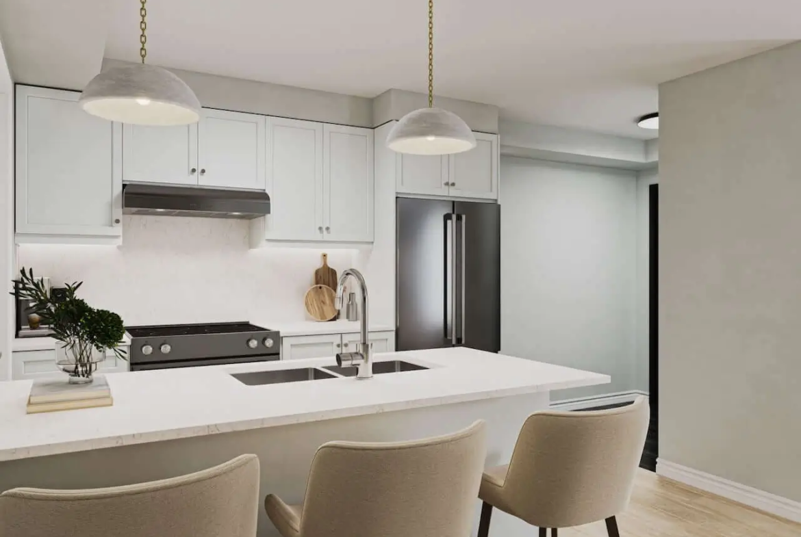 The Heights of Harmony suite interior kitchen with dining area