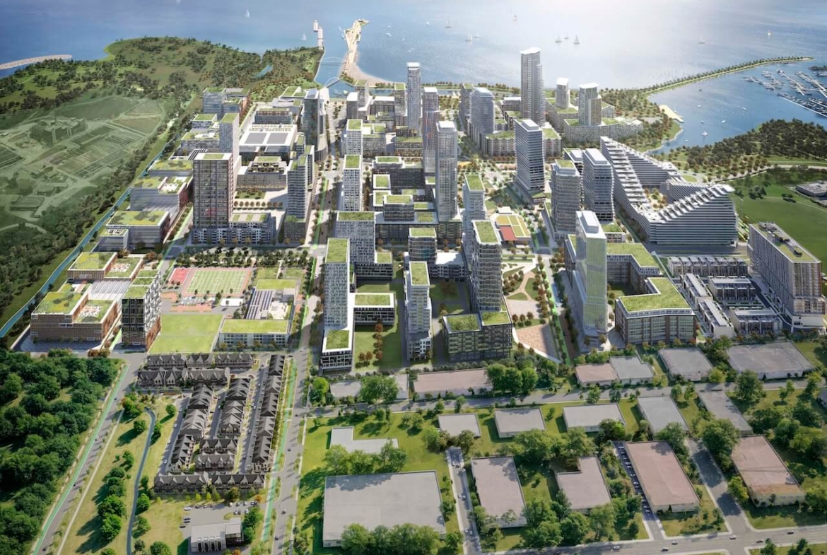 Rendering of The Pier House Collections towns aerial Pier House Towns at Lakeview Village